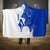 Uruguay Hooded Blanket with Gaucho Rider Illustration Blue White Swirl - Wonder Print Shop