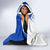 Uruguay Hooded Blanket with Gaucho Rider Illustration Blue White Swirl - Wonder Print Shop