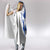 Uruguay Hooded Blanket with Gaucho Rider Illustration Blue White Swirl - Wonder Print Shop