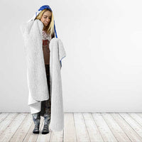 Uruguay Hooded Blanket with Gaucho Rider Illustration Blue White Swirl - Wonder Print Shop