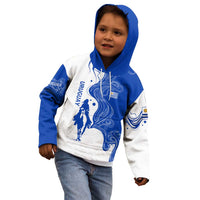 Uruguay Kid Hoodie with Gaucho Rider Illustration Blue White Swirl - Wonder Print Shop