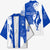 Uruguay Kimono with Gaucho Rider Illustration Blue White Swirl - Wonder Print Shop