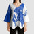 Uruguay Kimono Sleeve Blouse with Gaucho Rider Illustration Blue White Swirl - Wonder Print Shop