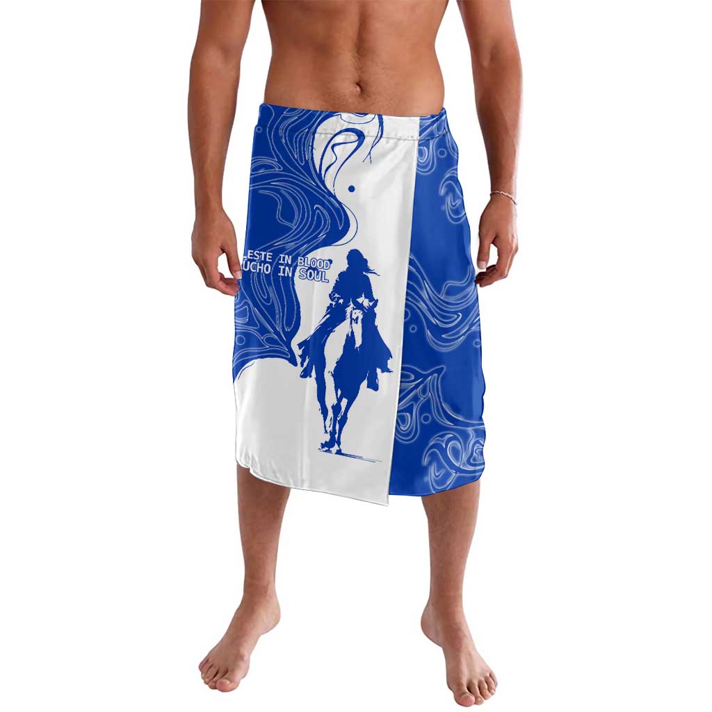 Uruguay Lavalava with Gaucho Rider Illustration Blue White Swirl - Wonder Print Shop