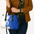 Uruguay Leather Bag with Gaucho Rider Illustration Blue White Swirl - Wonder Print Shop