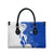 Uruguay Leather Bag with Gaucho Rider Illustration Blue White Swirl - Wonder Print Shop