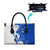 Uruguay Leather Bag with Gaucho Rider Illustration Blue White Swirl - Wonder Print Shop