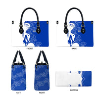 Uruguay Leather Bag with Gaucho Rider Illustration Blue White Swirl - Wonder Print Shop