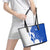 Uruguay Leather Tote Bag with Gaucho Rider Illustration Blue White Swirl - Wonder Print Shop