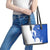 Uruguay Leather Tote Bag with Gaucho Rider Illustration Blue White Swirl - Wonder Print Shop
