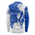 Uruguay Long Sleeve Shirt with Gaucho Rider Illustration Blue White Swirl - Wonder Print Shop