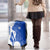 Uruguay Luggage Cover with Gaucho Rider Illustration Blue White Swirl - Wonder Print Shop