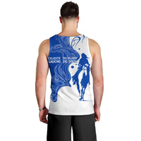 Uruguay Men Tank Top with Gaucho Rider Illustration Blue White Swirl - Wonder Print Shop