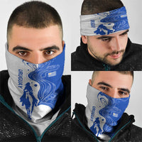 Uruguay Neck Gaiter with Gaucho Rider Illustration Blue White Swirl - Wonder Print Shop