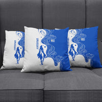 Uruguay Pillow Cover with Gaucho Rider Illustration Blue White Swirl - Wonder Print Shop