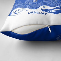 Uruguay Pillow Cover with Gaucho Rider Illustration Blue White Swirl - Wonder Print Shop