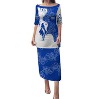 Uruguay Puletasi with Gaucho Rider Illustration Blue White Swirl - Wonder Print Shop