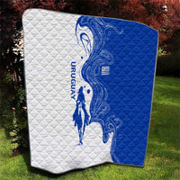Uruguay Quilt with Gaucho Rider Illustration Blue White Swirl - Wonder Print Shop