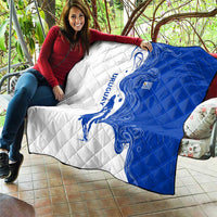 Uruguay Quilt with Gaucho Rider Illustration Blue White Swirl - Wonder Print Shop