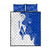 Uruguay Quilt Bed Set with Gaucho Rider Illustration Blue White Swirl - Wonder Print Shop