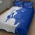 Uruguay Quilt Bed Set with Gaucho Rider Illustration Blue White Swirl - Wonder Print Shop
