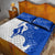 Uruguay Quilt Bed Set with Gaucho Rider Illustration Blue White Swirl - Wonder Print Shop