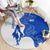 Uruguay Round Carpet with Gaucho Rider Illustration Blue White Swirl - Wonder Print Shop