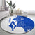 Uruguay Round Carpet with Gaucho Rider Illustration Blue White Swirl - Wonder Print Shop