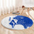 Uruguay Round Carpet with Gaucho Rider Illustration Blue White Swirl - Wonder Print Shop