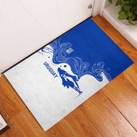 Uruguay Rubber Doormat with Gaucho Rider Illustration Blue White Swirl - Wonder Print Shop