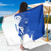 Uruguay Sarong with Gaucho Rider Illustration Blue White Swirl - Wonder Print Shop