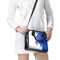 Uruguay Shoulder Handbag with Gaucho Rider Illustration Blue White Swirl - Wonder Print Shop
