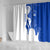 Uruguay Shower Curtain with Gaucho Rider Illustration Blue White Swirl - Wonder Print Shop