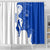 Uruguay Shower Curtain with Gaucho Rider Illustration Blue White Swirl - Wonder Print Shop