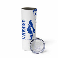 Uruguay Skinny Tumbler with Gaucho Rider Illustration Blue White Swirl - Wonder Print Shop