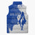 Uruguay Sleeveless Puffer Jacket with Gaucho Rider Illustration Blue White Swirl - Wonder Print Shop