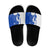 Uruguay Slide Sandals with Gaucho Rider Illustration Blue White Swirl - Wonder Print Shop