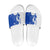 Uruguay Slide Sandals with Gaucho Rider Illustration Blue White Swirl - Wonder Print Shop