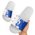 Uruguay Slide Sandals with Gaucho Rider Illustration Blue White Swirl - Wonder Print Shop