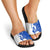 Uruguay Slide Sandals with Gaucho Rider Illustration Blue White Swirl - Wonder Print Shop