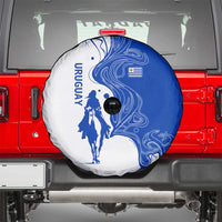 Uruguay Spare Tire Cover with Gaucho Rider Illustration Blue White Swirl - Wonder Print Shop