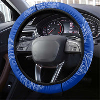 Uruguay Steering Wheel Cover with Gaucho Rider Illustration Blue White Swirl - Wonder Print Shop