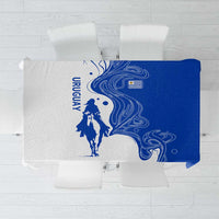 Uruguay Tablecloth with Gaucho Rider Illustration Blue White Swirl - Wonder Print Shop