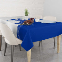 Uruguay Tablecloth with Gaucho Rider Illustration Blue White Swirl - Wonder Print Shop