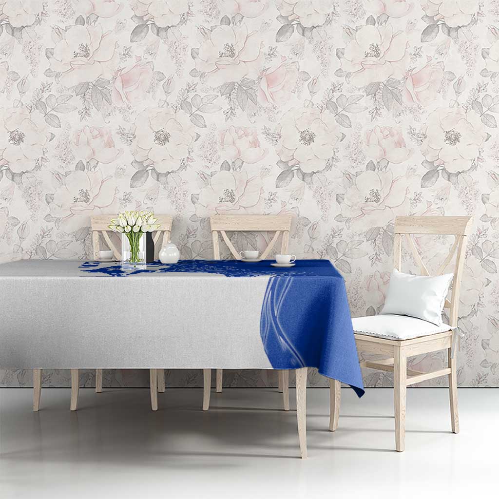 Uruguay Tablecloth with Gaucho Rider Illustration Blue White Swirl - Wonder Print Shop