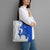 Uruguay Tote Bag with Gaucho Rider Illustration Blue White Swirl - Wonder Print Shop