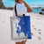 Uruguay Tote Bag with Gaucho Rider Illustration Blue White Swirl - Wonder Print Shop