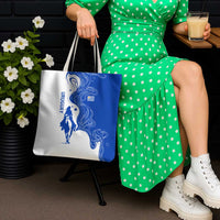 Uruguay Tote Bag with Gaucho Rider Illustration Blue White Swirl - Wonder Print Shop