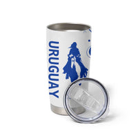 Uruguay Tumbler Cup with Gaucho Rider Illustration Blue White Swirl - Wonder Print Shop