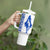 Uruguay Tumbler With Handle with Gaucho Rider Illustration Blue White Swirl - Wonder Print Shop
